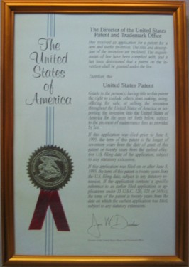 US Patent Certificate
